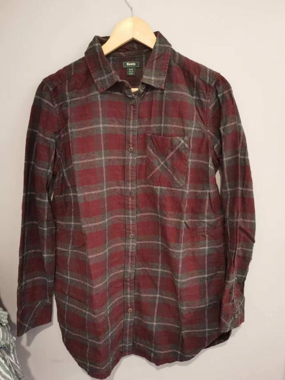 Roots Burgundy Plaid Flannel Shirt | Size M